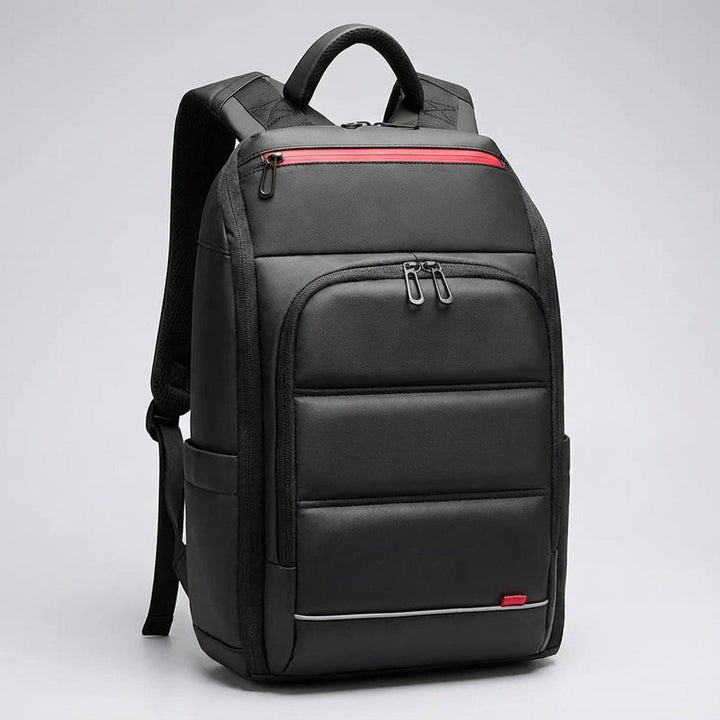 Vattentät ryggsäck SecureVoy i minimalistisk design med smart organisering för säker transport av laptop.