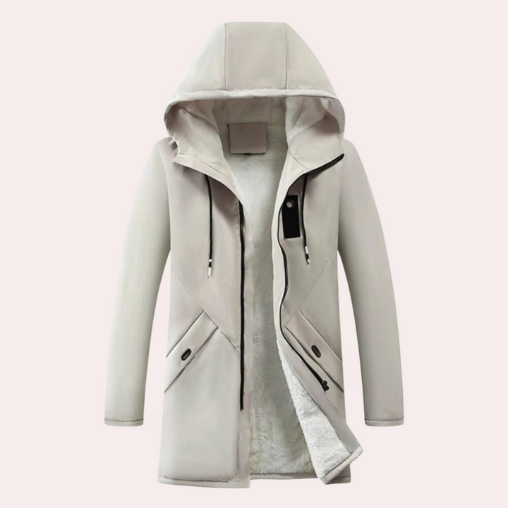 Svart klassisk vinterjacka herr, varm parkas. Stilrent ytterplagg för både kyla och mode.