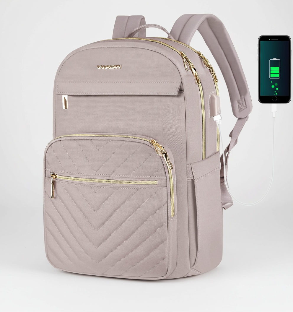 TechPack pendlarryggsäck, ergonomisk design och vattentålig för säker transport av laptop och skolmaterial.