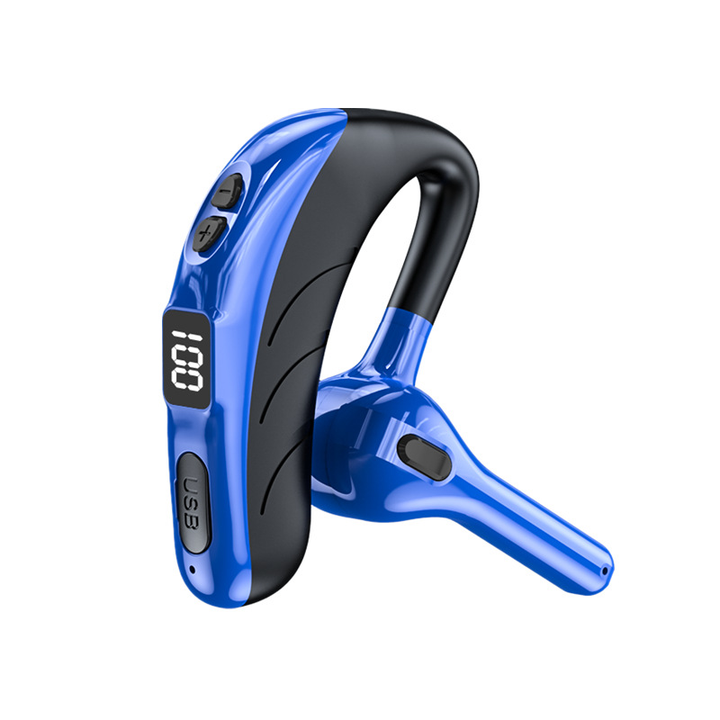 "Svart trådlöst Bluetooth-headset X13 med brusreducering och lättviktsdesign, perfekt för träning och samtal."