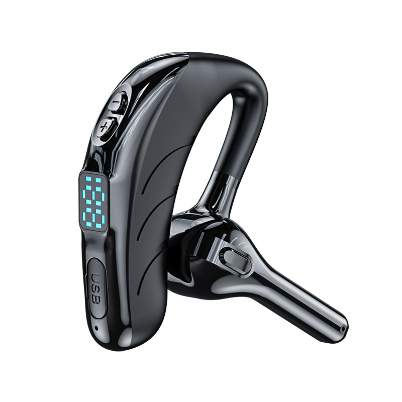 "Svart trådlöst Bluetooth-headset X13 med brusreducering och lättviktsdesign, perfekt för träning och samtal."