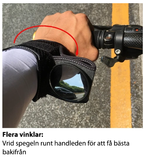 "Svart unisex cykelhandledd backspegel med bredvinklig lins för säkerhet, optimal sikt över trafik, enkel att montera."