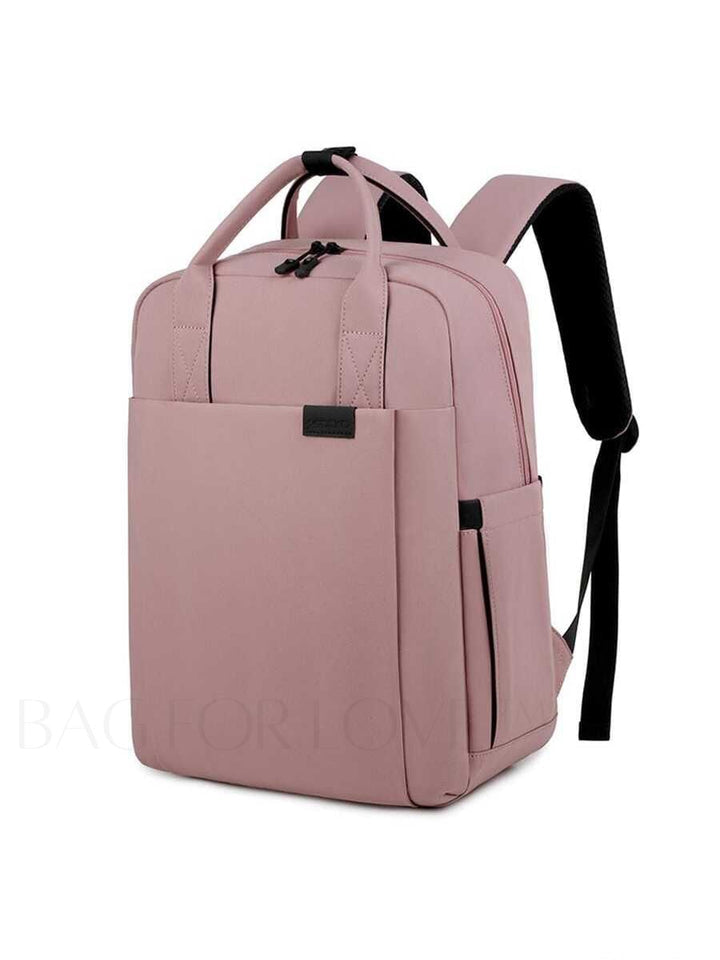 Vattentät korallrosa ryggsäck med laptopfack och stötskydd, perfekt för den stilmedvetne.