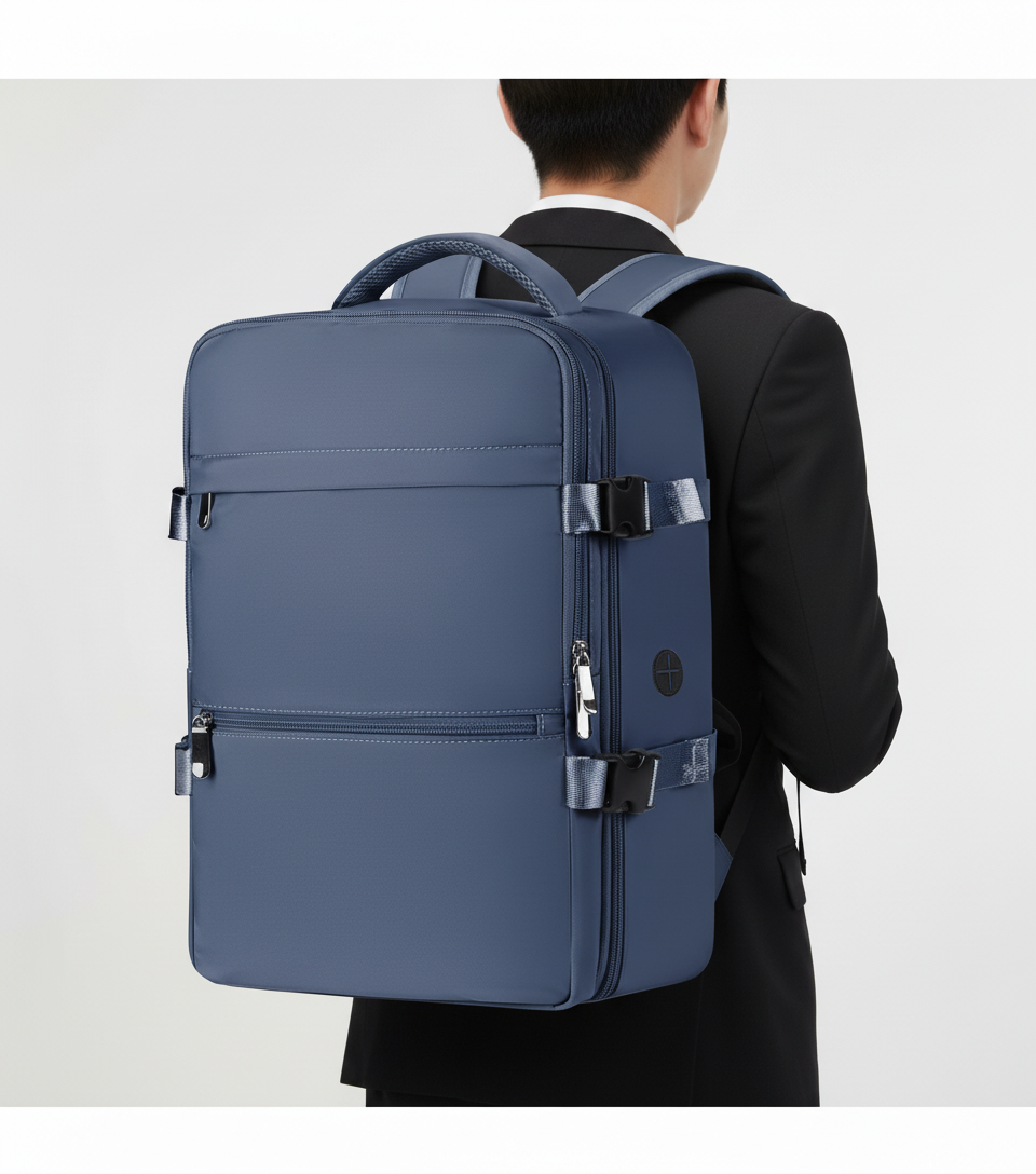 Modern unisex ryggsäck med stöldskydd och smarta fack, inklusive laptopfack. För den medvetne resenären.
