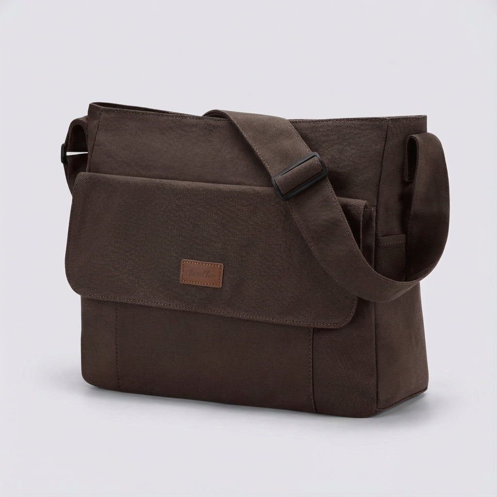 Svart skyddande laptop axelväska, unisex modell. Perfekt för jobb & vardag, med smart förvaring för teknik.