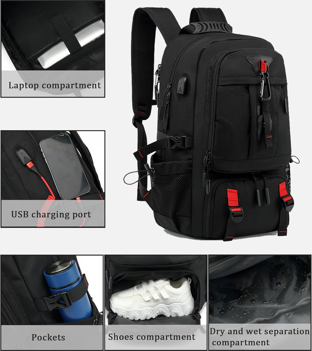 Modern, ergonomisk TravelMax ryggsäck för män & kvinnor. Justerbara remmar för bekväm pendling & resor.