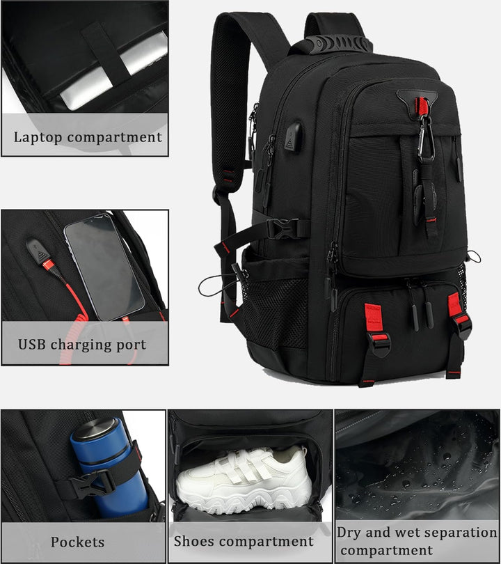 Modern, ergonomisk TravelMax ryggsäck för män & kvinnor. Justerbara remmar för bekväm pendling & resor.