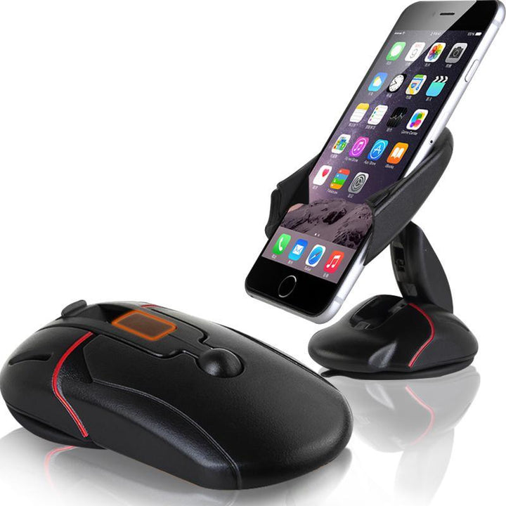 "Svart universal mobilhållare i bilen med 360° rotation, justerbar arm, fäst på instrumentbräda, håller smartphone säkert."