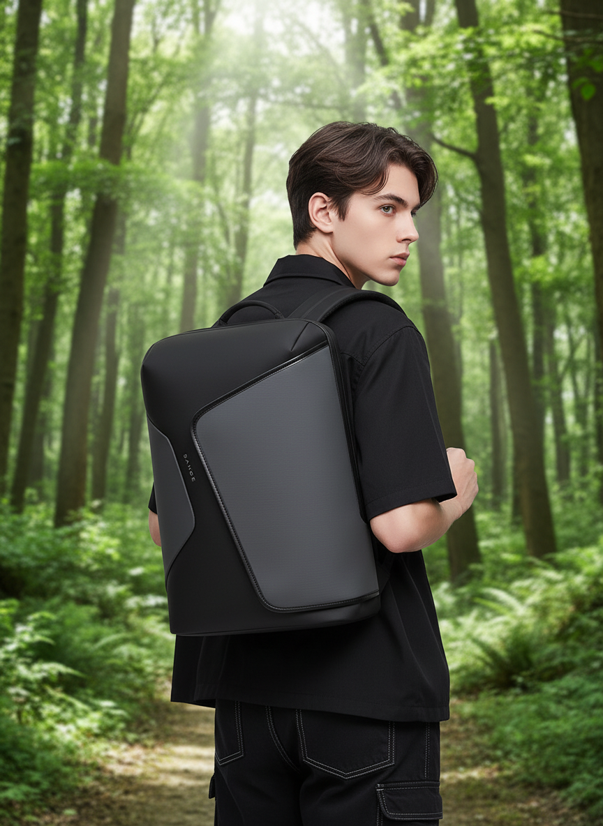 Svart vattentät datorryggsäck för laptop med USB-laddning, perfekt för pendlare & skola. Unisex design.