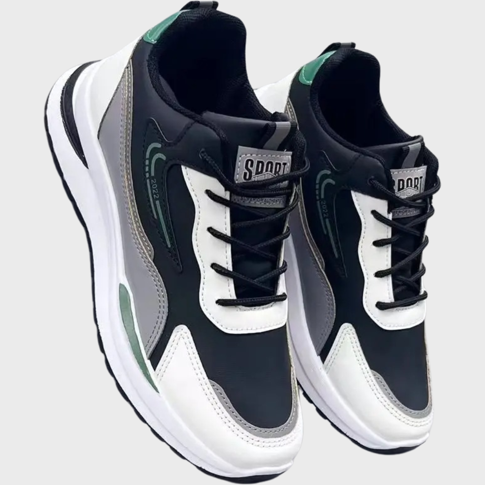 Svarta, bekväma herr-sneakers för vardag och fritid. Stödjande, lätta och stiliga fritidsskor.