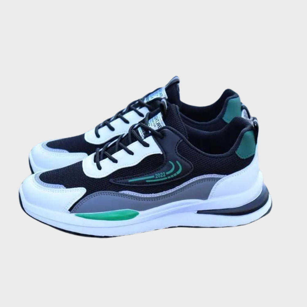 Stödjande, bekväma herr-sneakers i grått, idealiska för alla årstider. Mångsidiga vardagsskor.