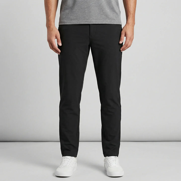 Eleganta gröna slim fit byxor med raka ben för herrar. Perfekta vardagsbyxor med modern passform.