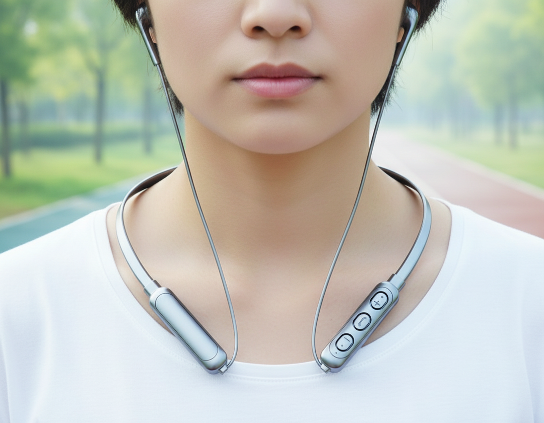 Svarta trådlösa SoundSync in-ear hörlurar med klar ljudkvalitet för musik och samtal.