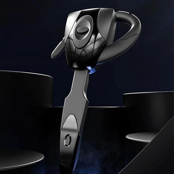 Svarta trådlösa Bluetooth-hörlurar med brusreducering för arbete och fritid, elegant design och ENC-teknik.