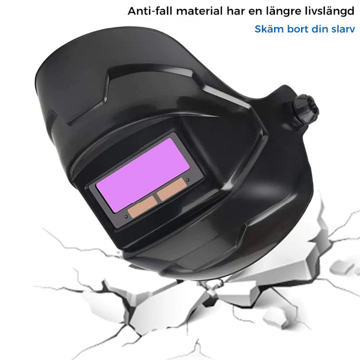 Svetsmask med automatisk mörkläggning, lätt solcellsdriven, förbättrad ventilation och nackkomfort.