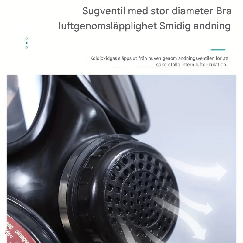 Svart skyddsmask med stort visir för komplett ansiktsskydd