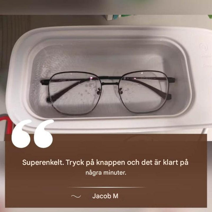 Glasögonrengöring i användning med ultraljudsmaskin för skinande rent resultat