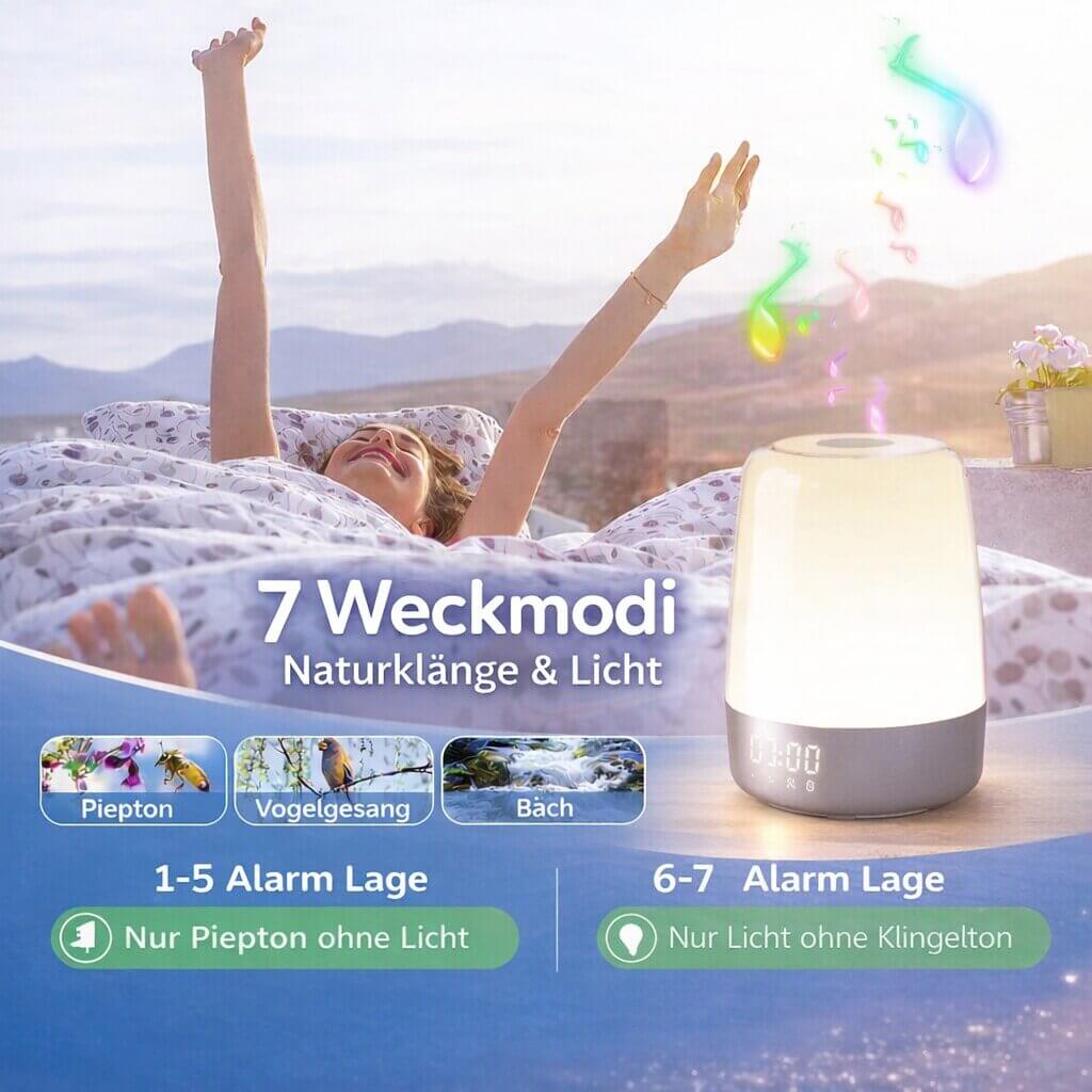 Närbild på kontrollknappar och display på en wake up light