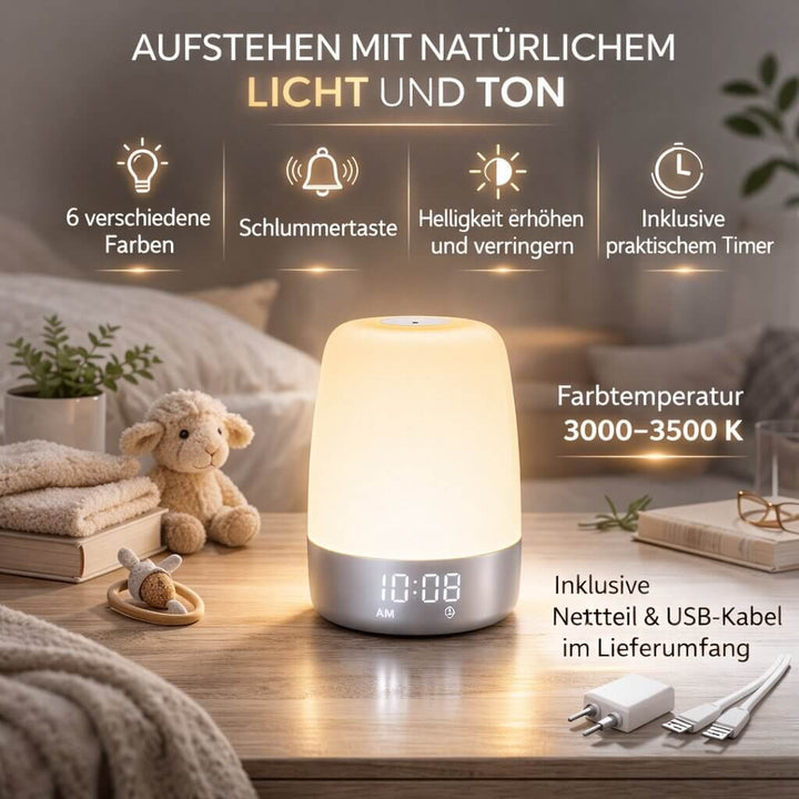 Ljusväckarklocka med funktioner för ljus och ljud