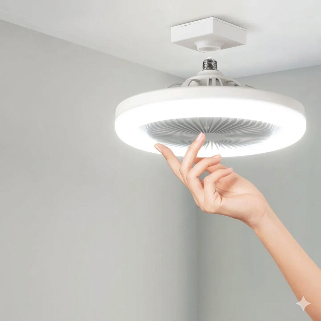 Smart takfläkt med integrerad LED-belysning och smidig fjärrkontroll på vägg [[lstfy-media:4]]