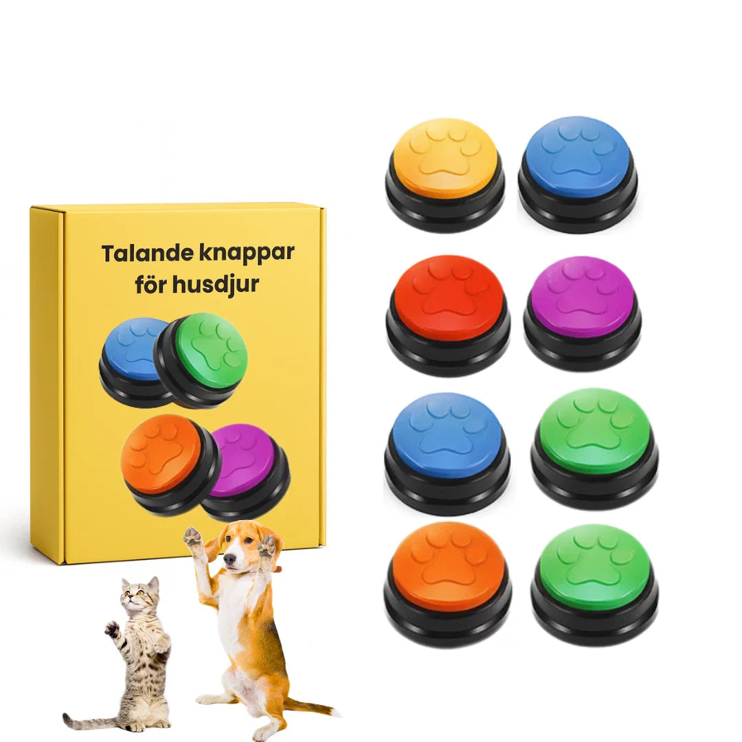 Flera talande knappar arrangerade, redo för husdjurskommunikationsträning. Förbättra din hunds ordförråd.