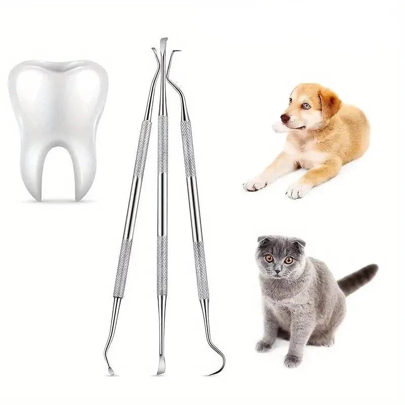 Tandstensskrapa 3-set för hund & katt. Effektiv munhygien & plackborttagning för husdjur.