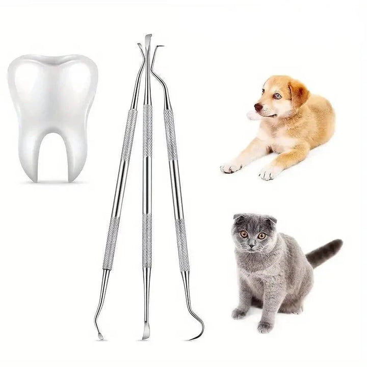 Tandstensskrapa 3-set för hund & katt. Effektiv munhygien & plackborttagning för husdjur.