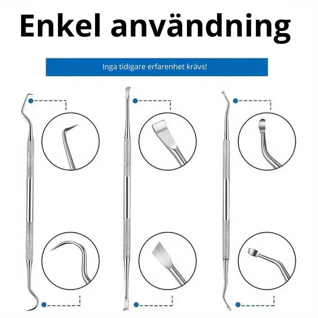 Samlat 3-set med tandstensskrapor för enkel och säker tandvård av dina husdjur.