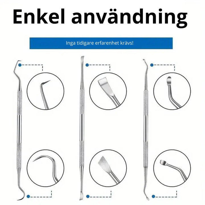 Samlat 3-set med tandstensskrapor för enkel och säker tandvård av dina husdjur.