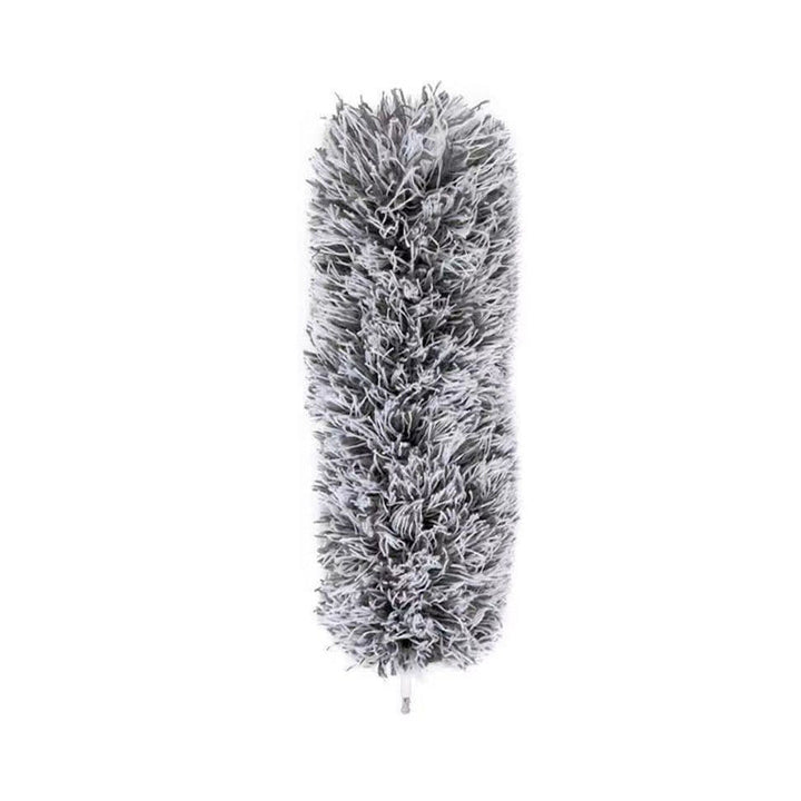 Teleskopisk böjd mikrofiber dammvippa med förlängbar stång, mjukt böjbart huvud för svåråtkomliga ytor i hemmet.