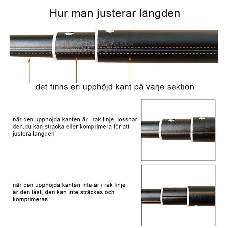 "Teleskopiskt metallskohorn med långt handtag, justerbar längd, slitstark aluminium, smidig design för enkel skopåtagning."
