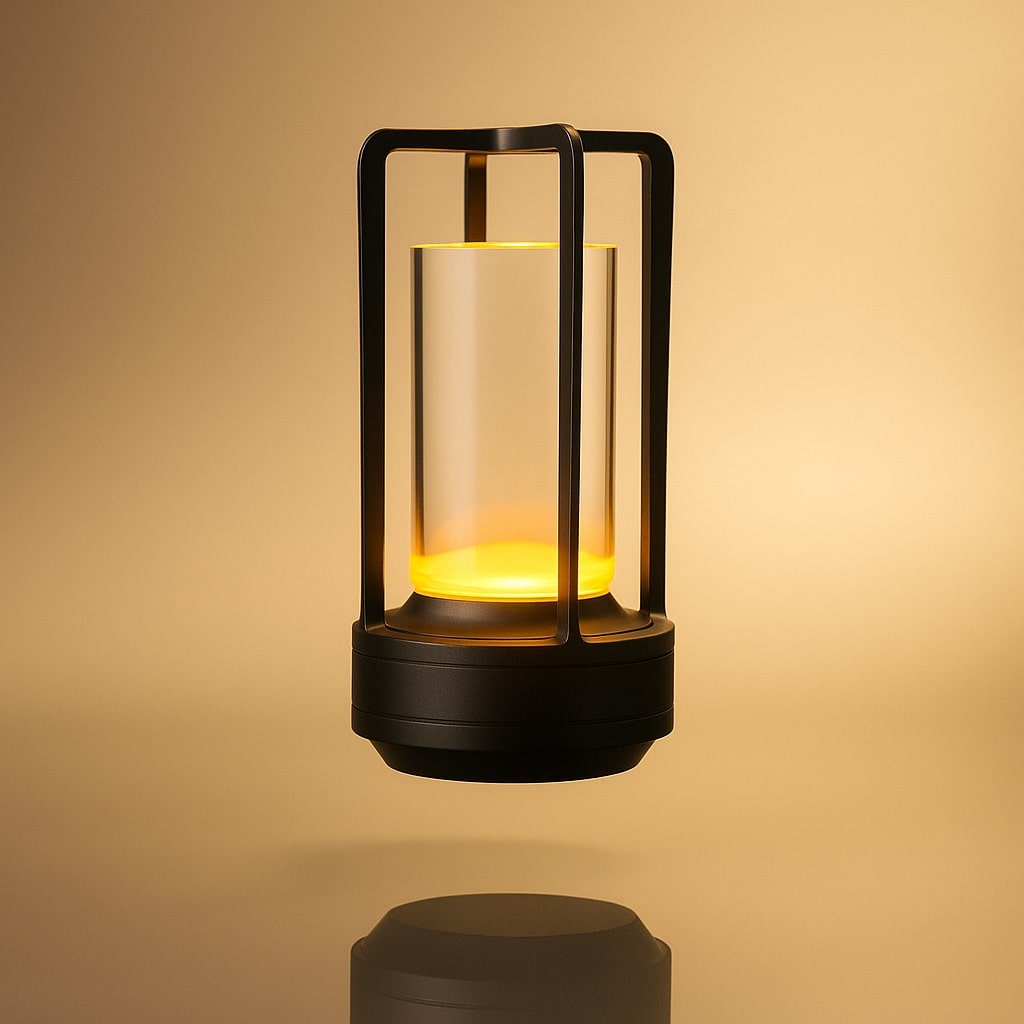 Batteridriven LED-lampa i minimalistisk design för heminredning