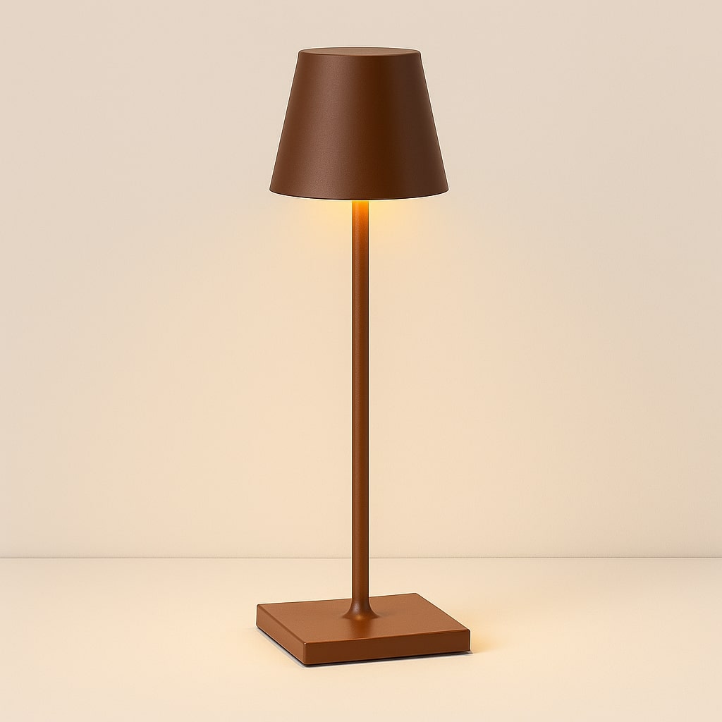 Närbild på den sladdlösa lampans tåliga och snygga yta