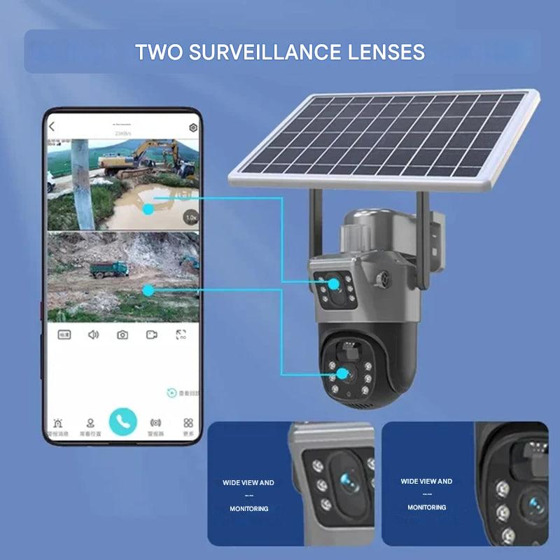 Smart 4K säkerhetskamera, solcellsdriven. Trådlös WiFi/4G kamera med mörkerseende.