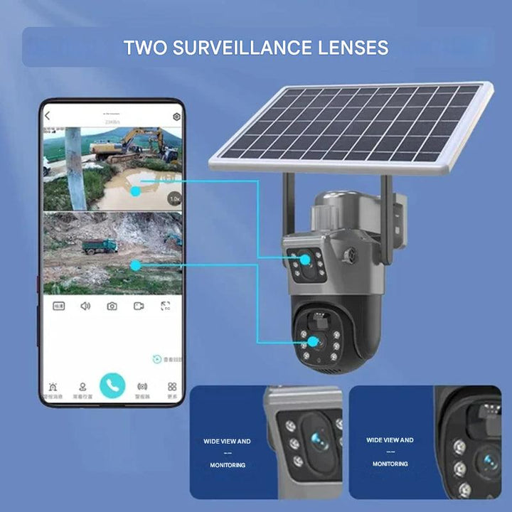 Smart 4K säkerhetskamera, solcellsdriven. Trådlös WiFi/4G kamera med mörkerseende.