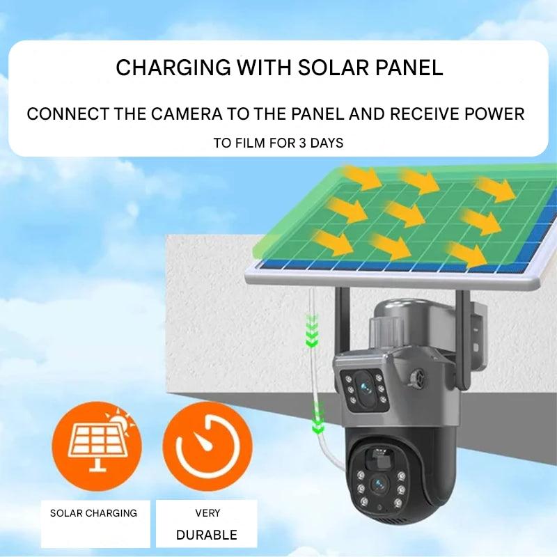 Solpanel-driven 4K övervakningskamera för smart hem. Enkel installation & WiFi/4G.