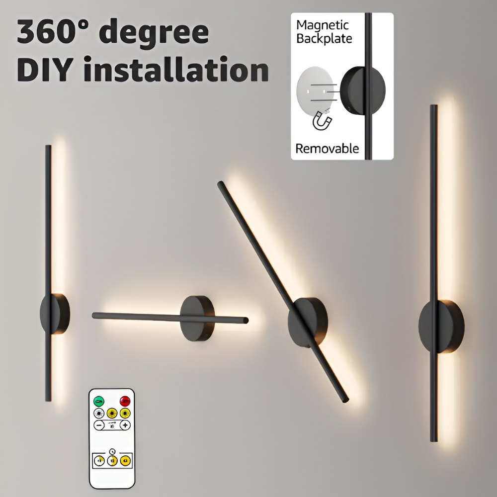USB-laddad trådlös LED vägglampa. Enkel installation och flexibel belysning utan sladdar.