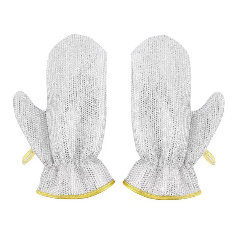 Skalbara tråddiskhandskar i bambufiber, silverfärgade med halkfri design, perfekta för hushållsrengöring och köksarbete.