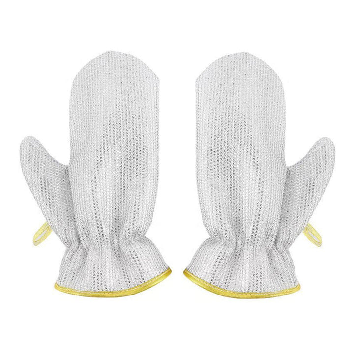 Skalbara tråddiskhandskar i bambufiber, silverfärgade med halkfri design, perfekta för hushållsrengöring och köksarbete.
