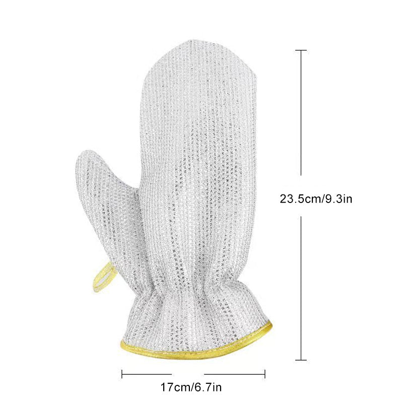 Skalbara tråddiskhandskar i bambufiber, silverfärgade med halkfri design, perfekta för hushållsrengöring och köksarbete.