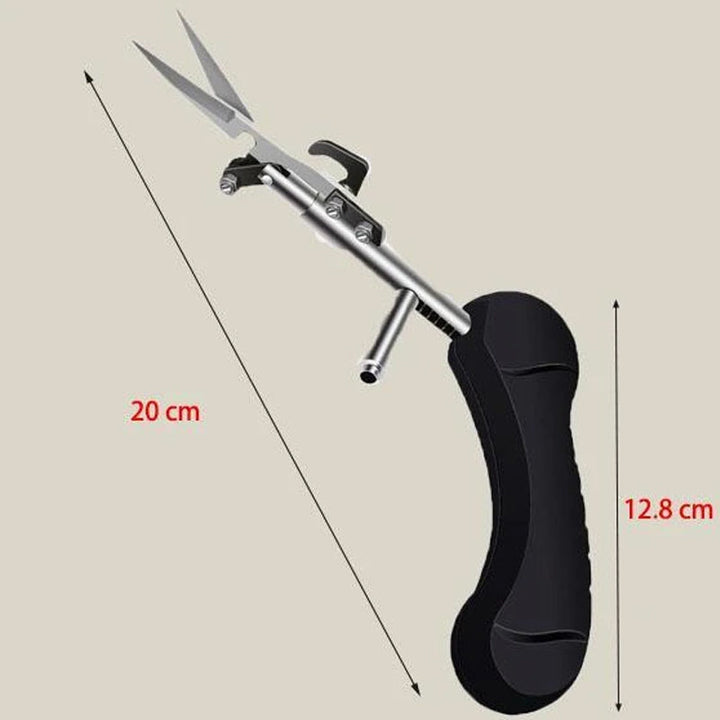 "Trädgårdssekatör med ergonomiskt blått och svart handtag, idealisk för beskäring av grenar i trädgårdsarbete."