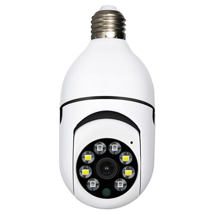 Trådlös 360° kamera med rörelsedetektering och inbyggd lampa för hemmabruk.