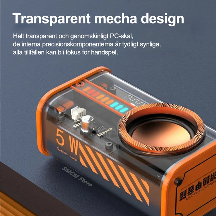 Trådlös Bluetooth-högtalare med LED-ljus, transparent akryl, färgrik ljusshow. Perfekt för alla tillfällen.