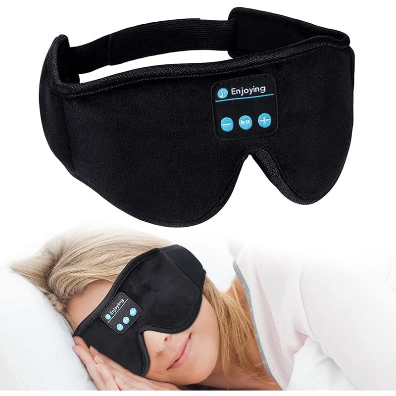 "Trådlös Bluetooth-sömnmask i mjuk velour för avkoppling, blockerar ljus, lyssna på musik. Perfekt för resor och meditation."