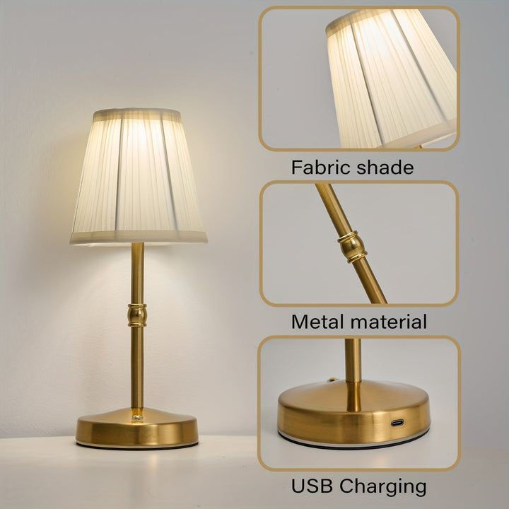 Närbild på touchknapp och metallfinish på den sladdlösa LED-lampan
