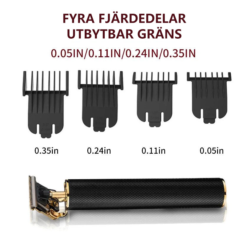 Herr Trådlös Hårtrimmer med USB-laddning och T-blad, Perfekt för precisa frisyrer.