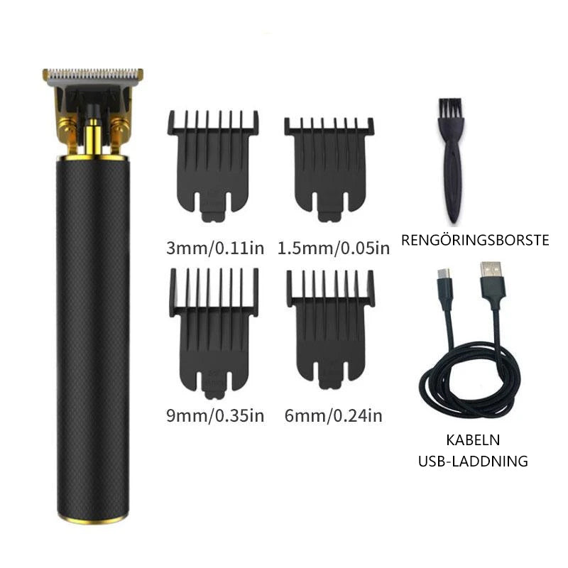 Herr Trådlös Hårtrimmer med USB-laddning och T-blad, Perfekt för precisa frisyrer.