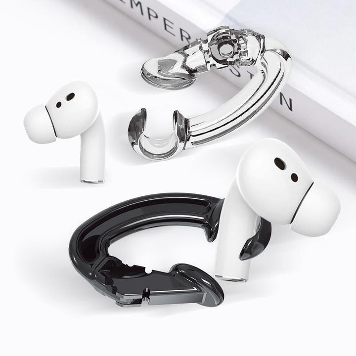 "Trådlös hörlursklämma i polykarbonat, säker passform, flera färger, för träning med trådlösa hörlurar som Airpods."