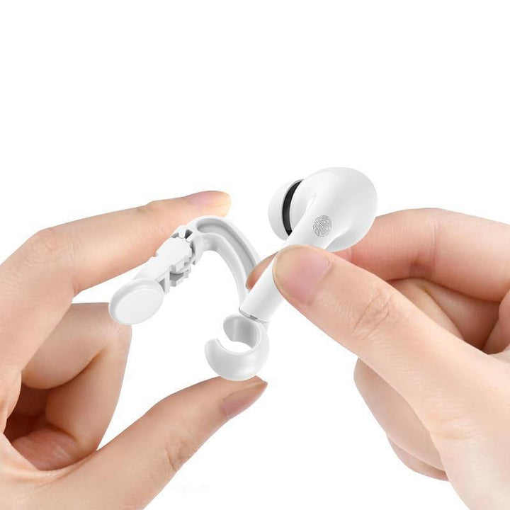 "Trådlös hörlursklämma i polykarbonat, säker passform, flera färger, för träning med trådlösa hörlurar som Airpods."