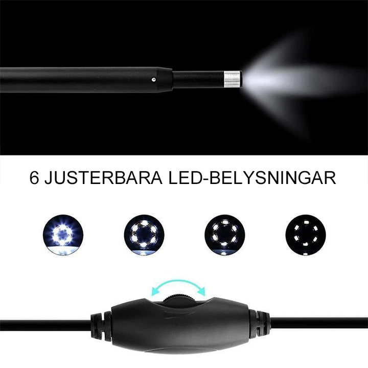 Trådlös öronendoskop med HD-kamera, 5,5 mm lins, wifi-kompatibel, säker design, enkel användning, svart modern finish
